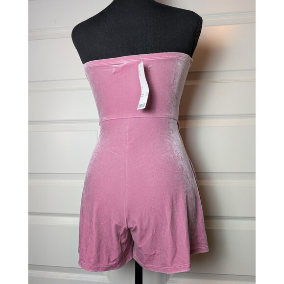 NWT Urban Outfitters Size S Velvet Romper Maddie Tie Front Lilac Glam Party $59 - Picture 4 of 12